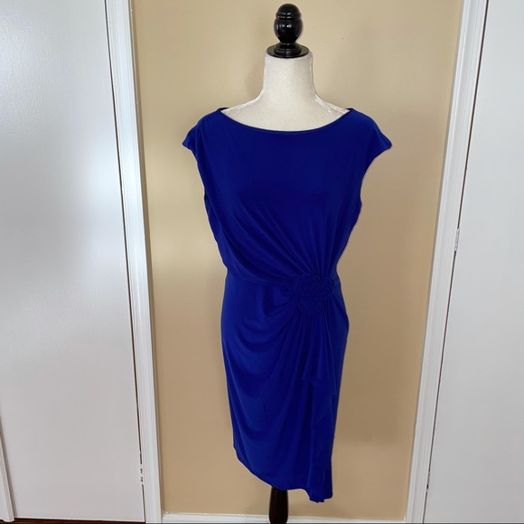 Jones Studio Royal Blue Rose Detail Dress - Picture 2 of 7